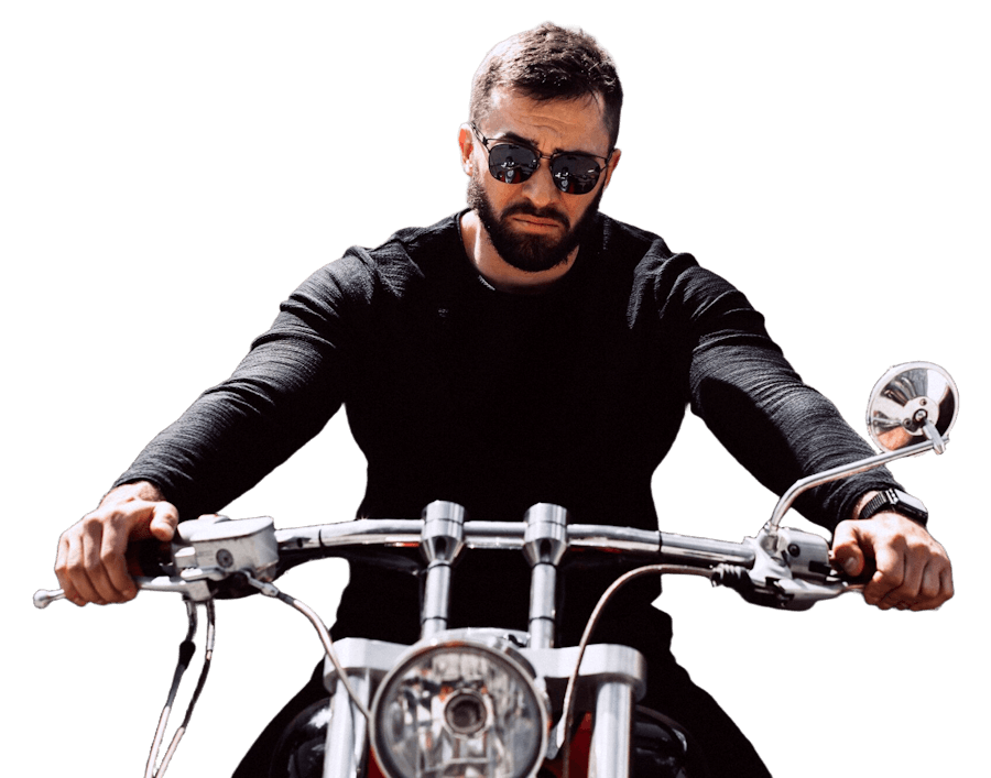 man travelling mototrcycle